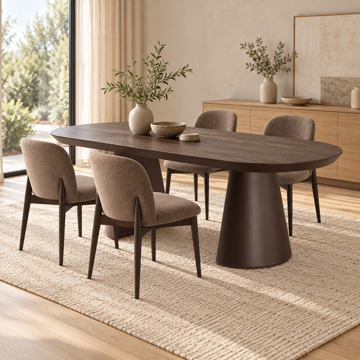 Jídelní sestava Bugatti 200-400 cm + 4 židle No-1