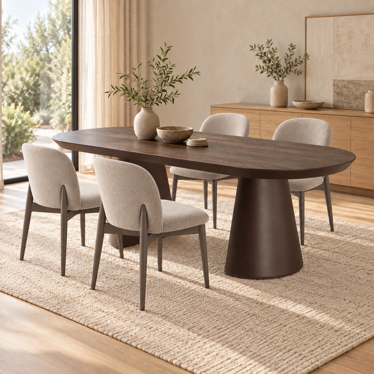 Jídelní sestava Bugatti 200-400 cm + 4 židle No-1