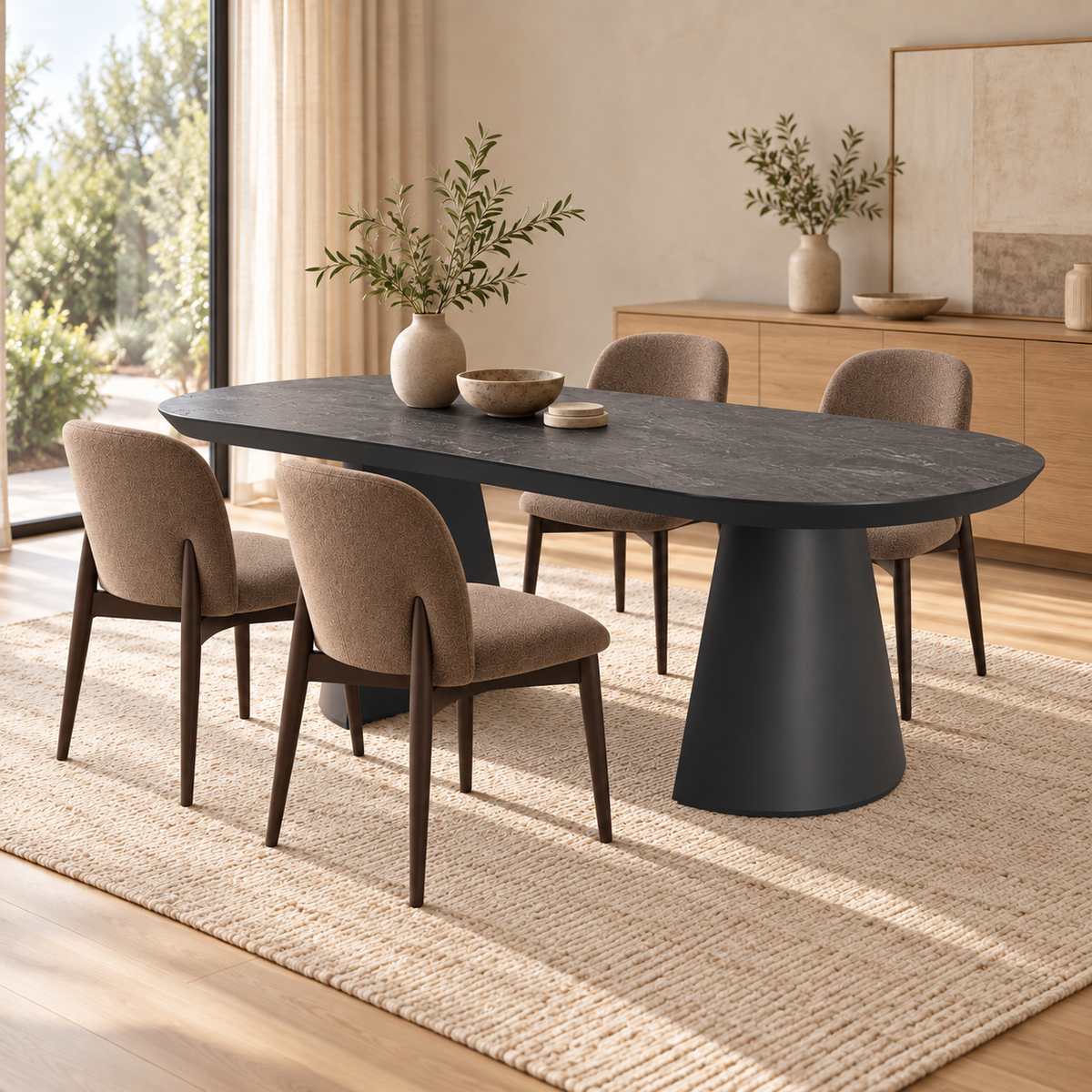 Jídelní sestava Bugatti 200-400 cm + 4 židle No-1