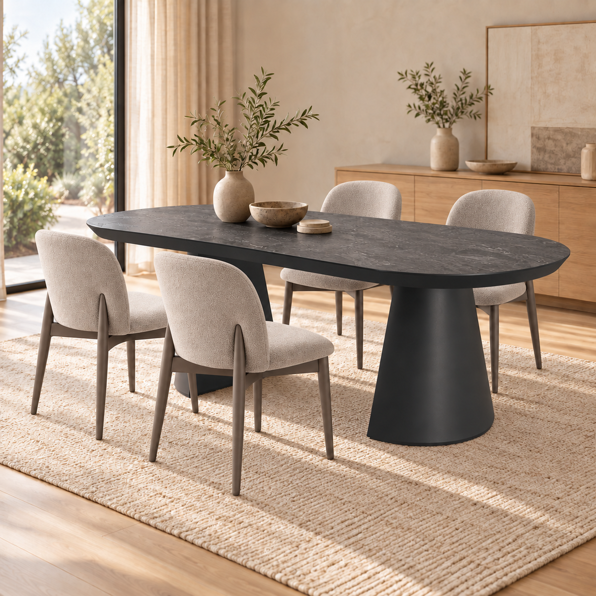Jídelní sestava Bugatti 200-400 cm + 4 židle No-1