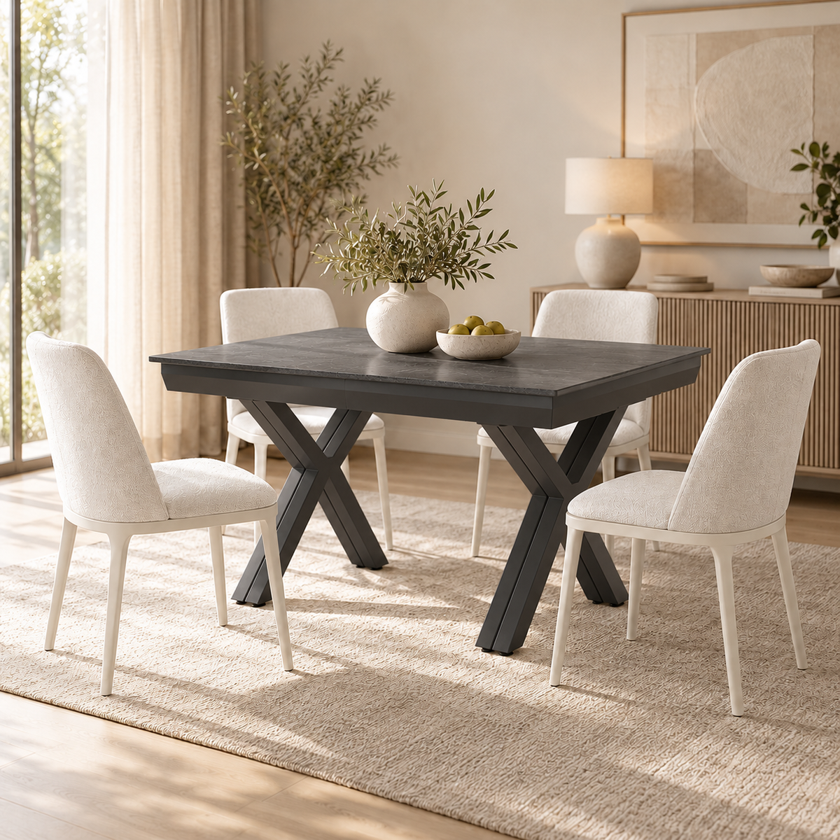 Jídelní sestava Petra 140-440 cm + 4 židle Genova