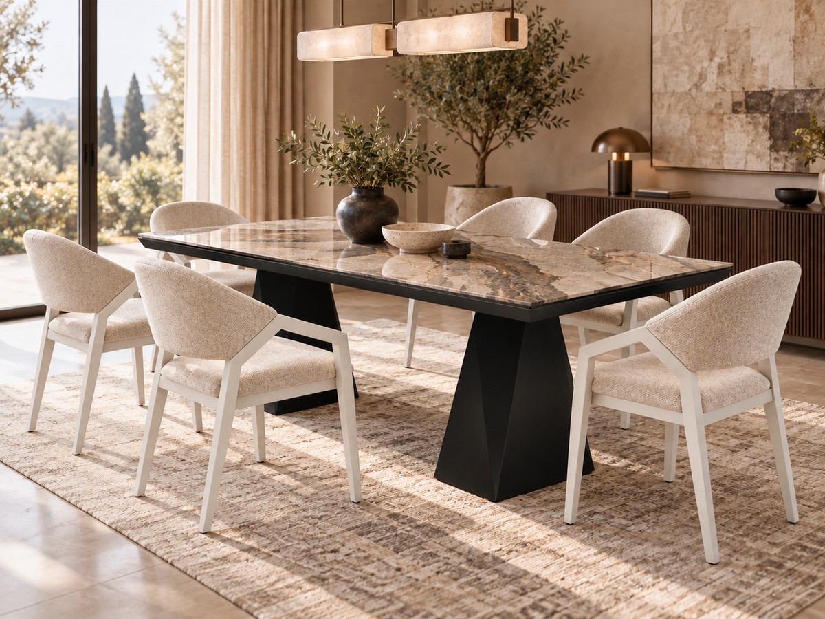 Jídelní sestava Diamond – rozkládací jídelní stůl + 6 židlí Diamond